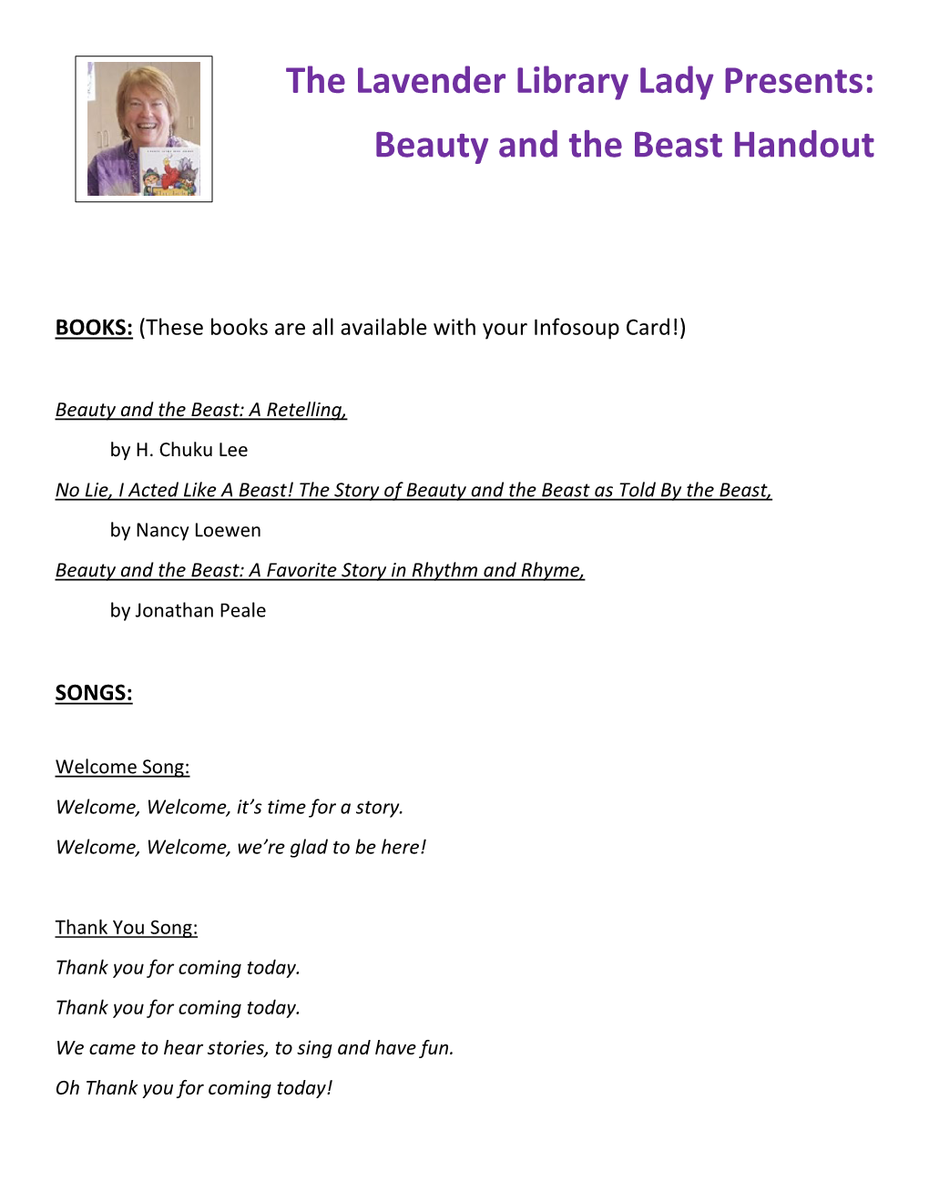 Beauty and the Beast Handout