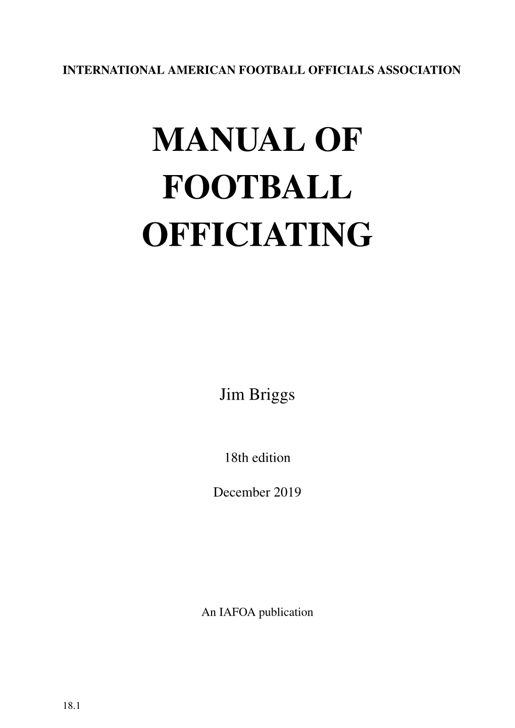 Manual of Football Officiating