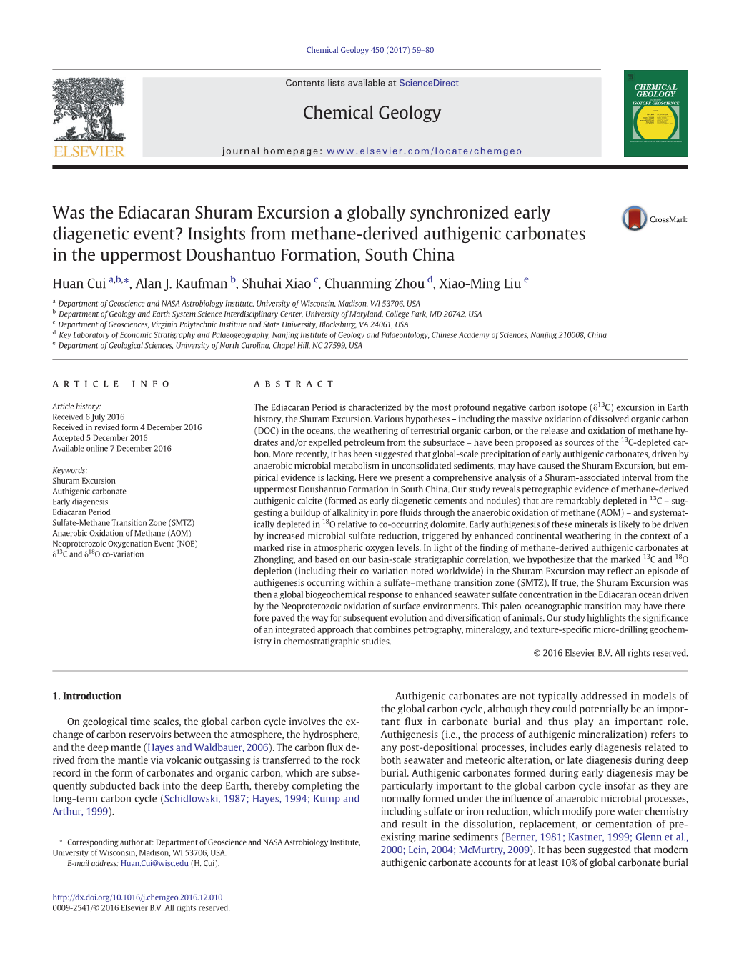 Was the Ediacaran Shuram Excursion a Globally Synchronized Early