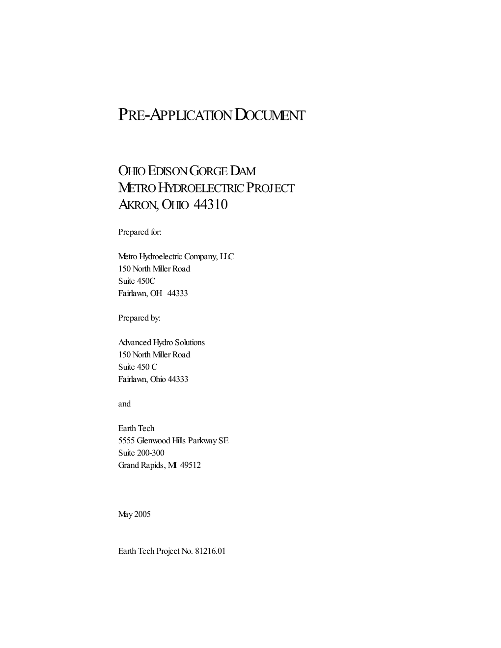 Pre-Application Document