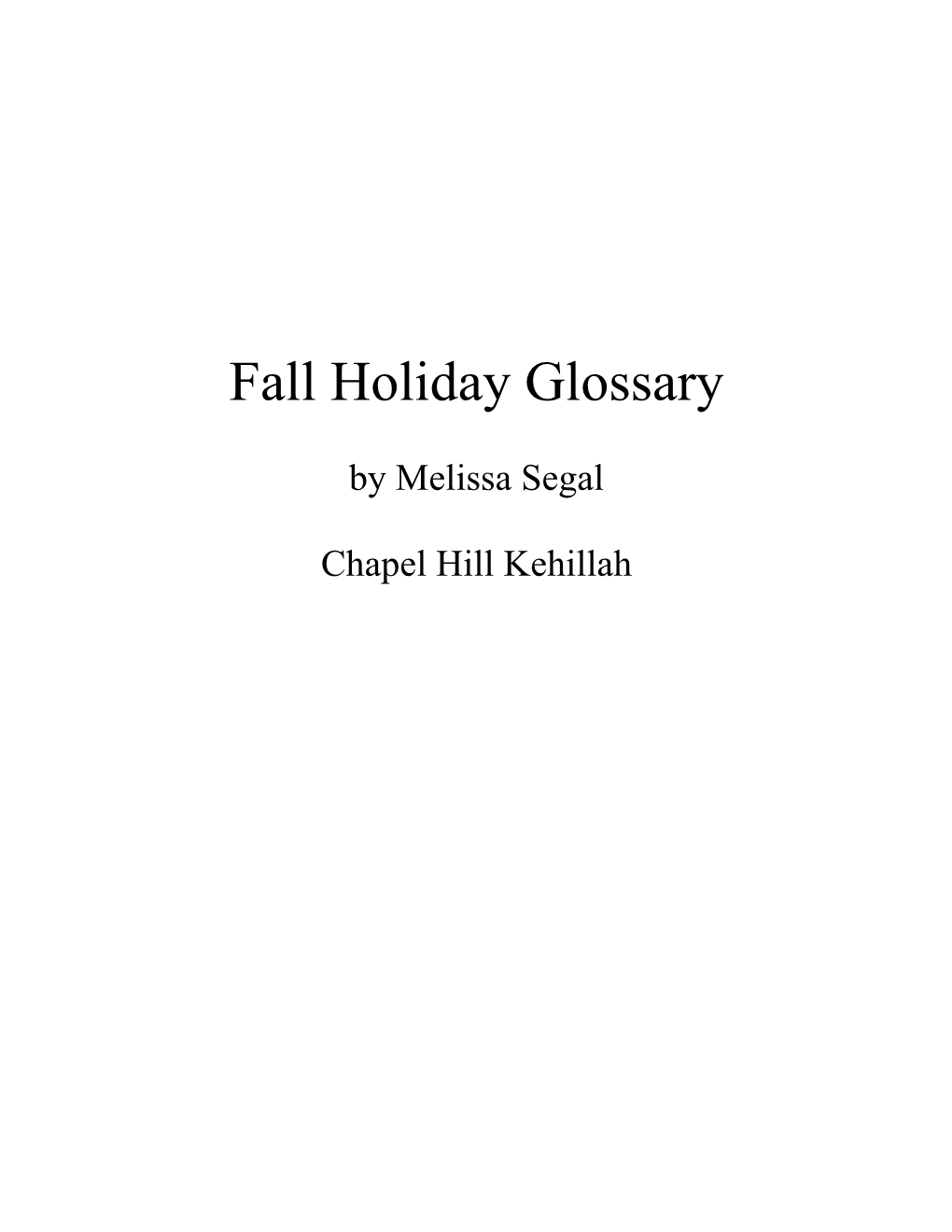 Fall Holiday Glossary