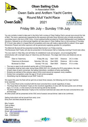 Oban Sailing Club Owen Sails and Ardfern Yacht Centre Round Mull
