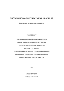 Growth Hormone Treatment in Adults