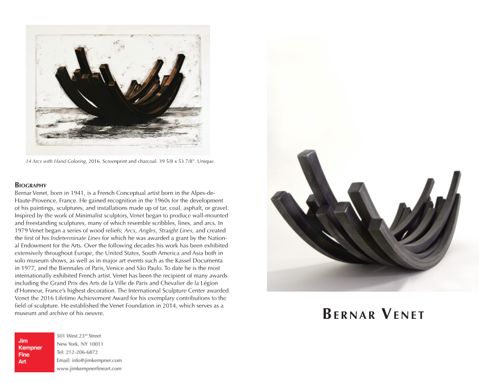 Bernar Venet, Born in 1941, Is a French Conceptual Artist Born in the Alpes-De- Haute-Provence, France