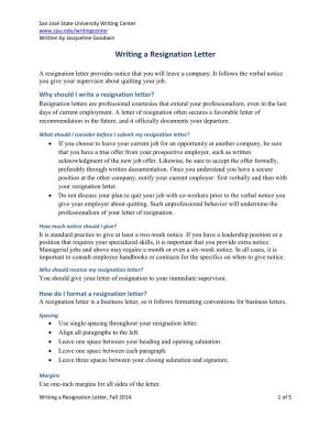 Writing a Resignation Letter