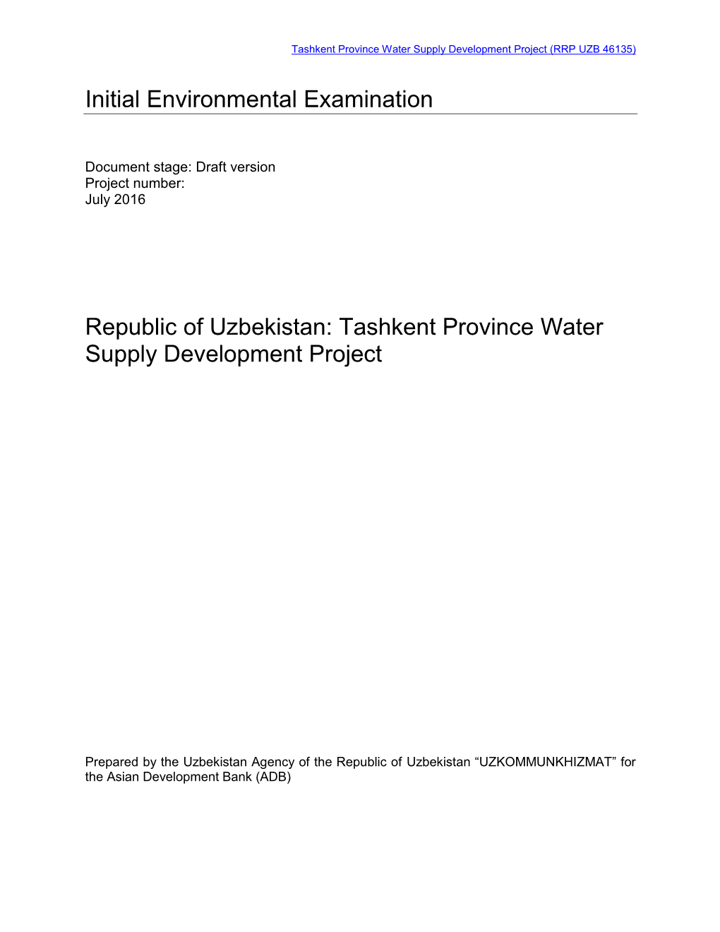 Initial Environmental Examination