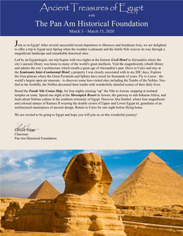 Ancient Treasures of Egypt with the Pan Am Historical Foundation March 3 – March 15, 2020