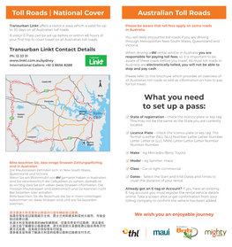Toll Roads | National Cover Australian Toll Roads