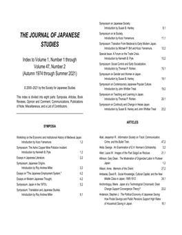 The Journal of Japanese Studies, Volumes 1:1 – 47:2 (1974 – 2021) Page 2