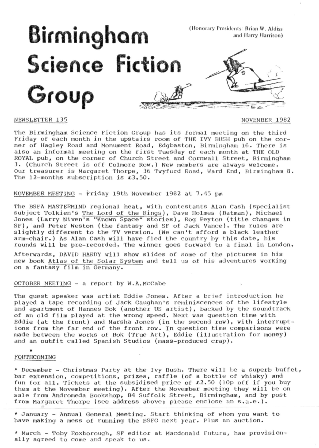 Birmingham Science Fiction Group Newsletter