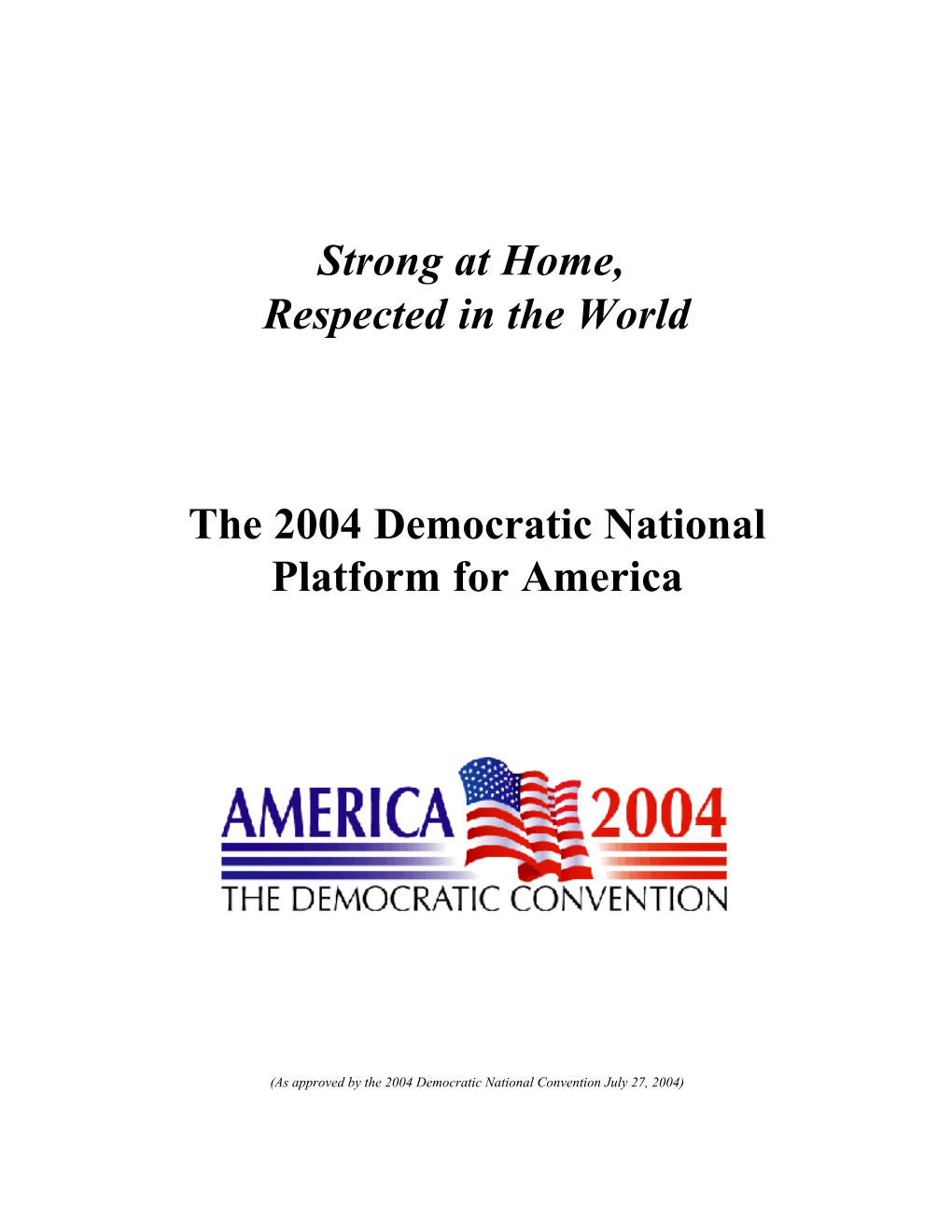 2004 Democratic Party Platform