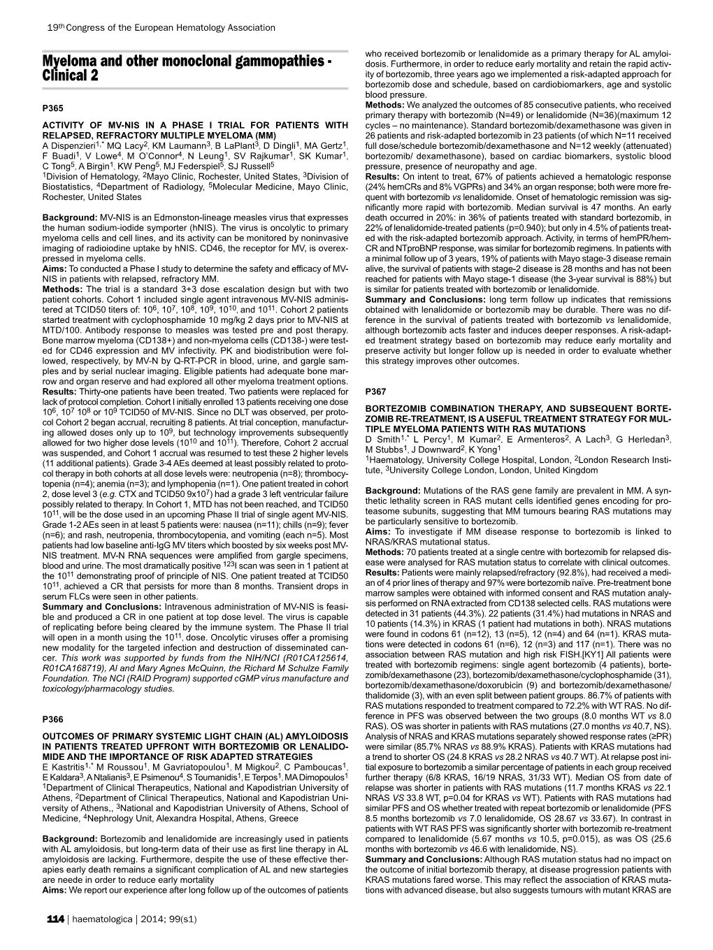 Myeloma and Other Monoclonal Gammopathies - Dosis