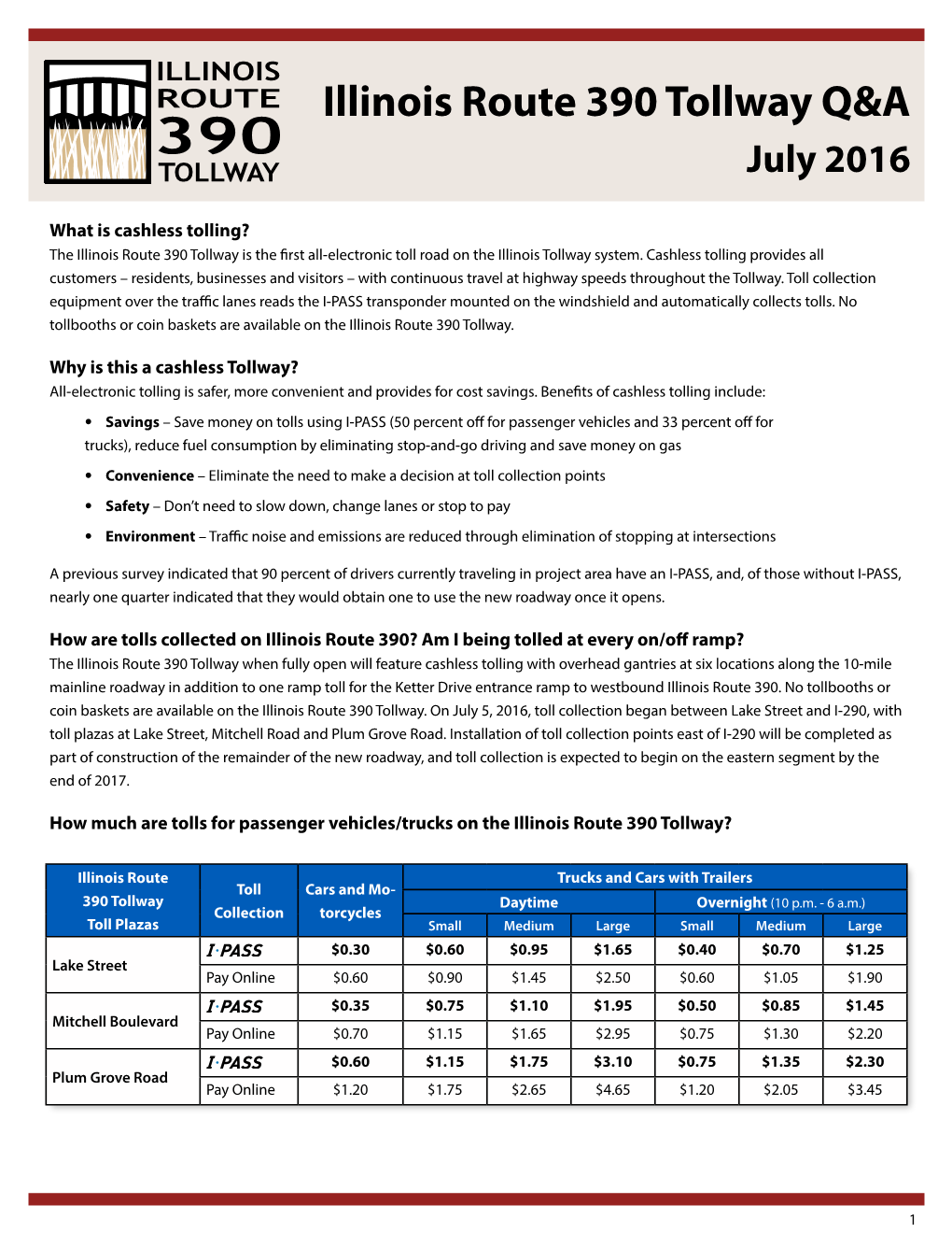 Illinois Route 390 Tollway Q&A