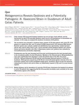 Metagenomics Reveals Dysbiosis and a Potentially Pathogenic N