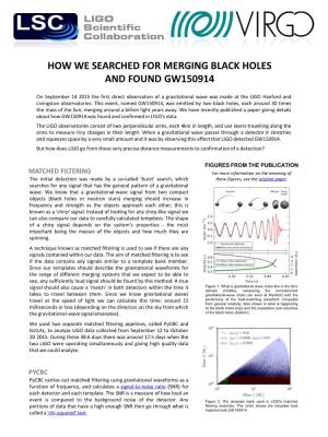 How We Searched for Merging Black Holes and Found Gw150914