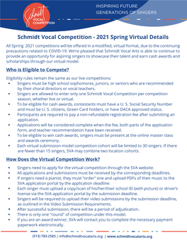 Schmidt Vocal Competition - 2021 Spring Virtual Details