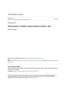 A Catholic Justice Dissents in Buck V. Bell
