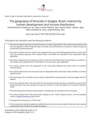 The Geography of Femicide in Sergipe, Brazil