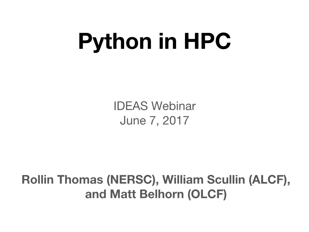 Python in HPC
