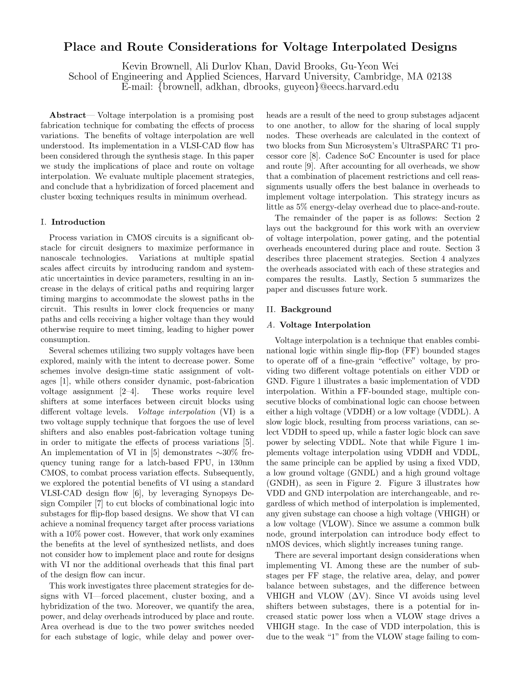 Place and Route Considerations for Voltage Interpolated Designs