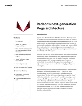 Radeon's Next-Generation Vega Architecture