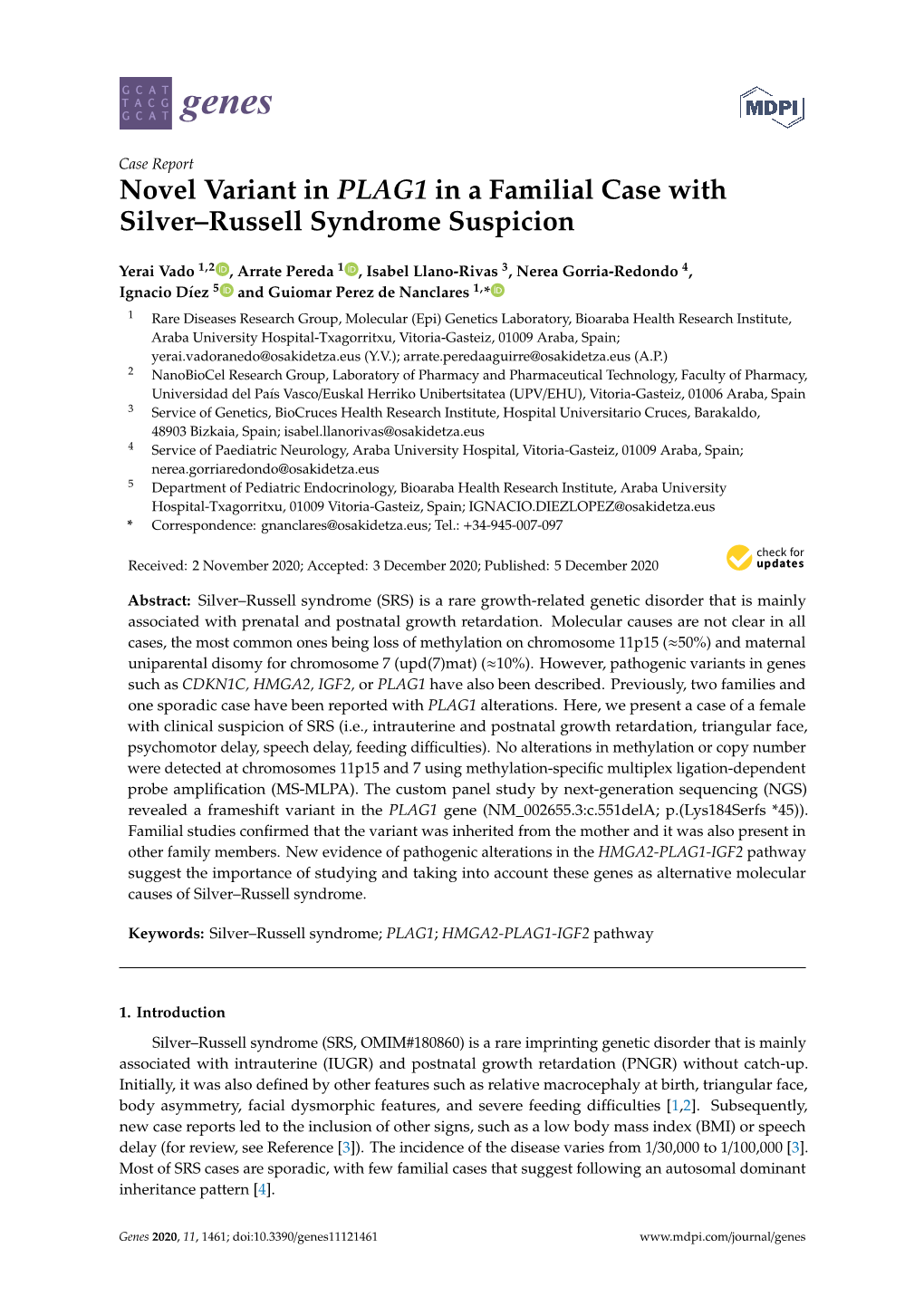 Novel Variant in PLAG1 in a Familial Case with Silver–Russell Syndrome Suspicion