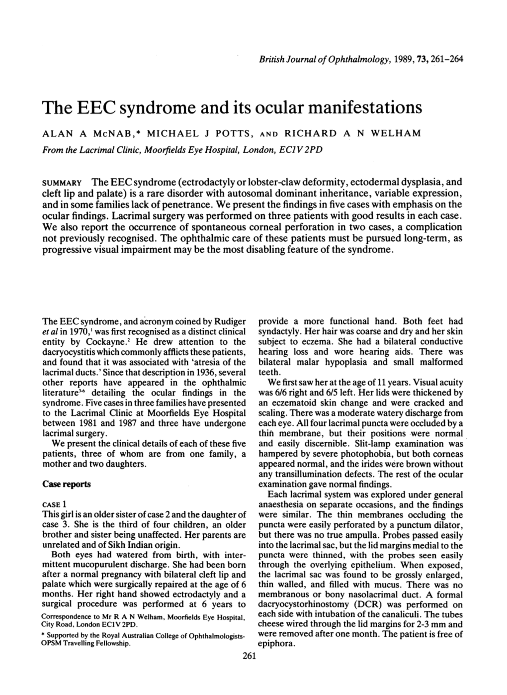 The EEC Syndrome and Its Ocular Manifestations