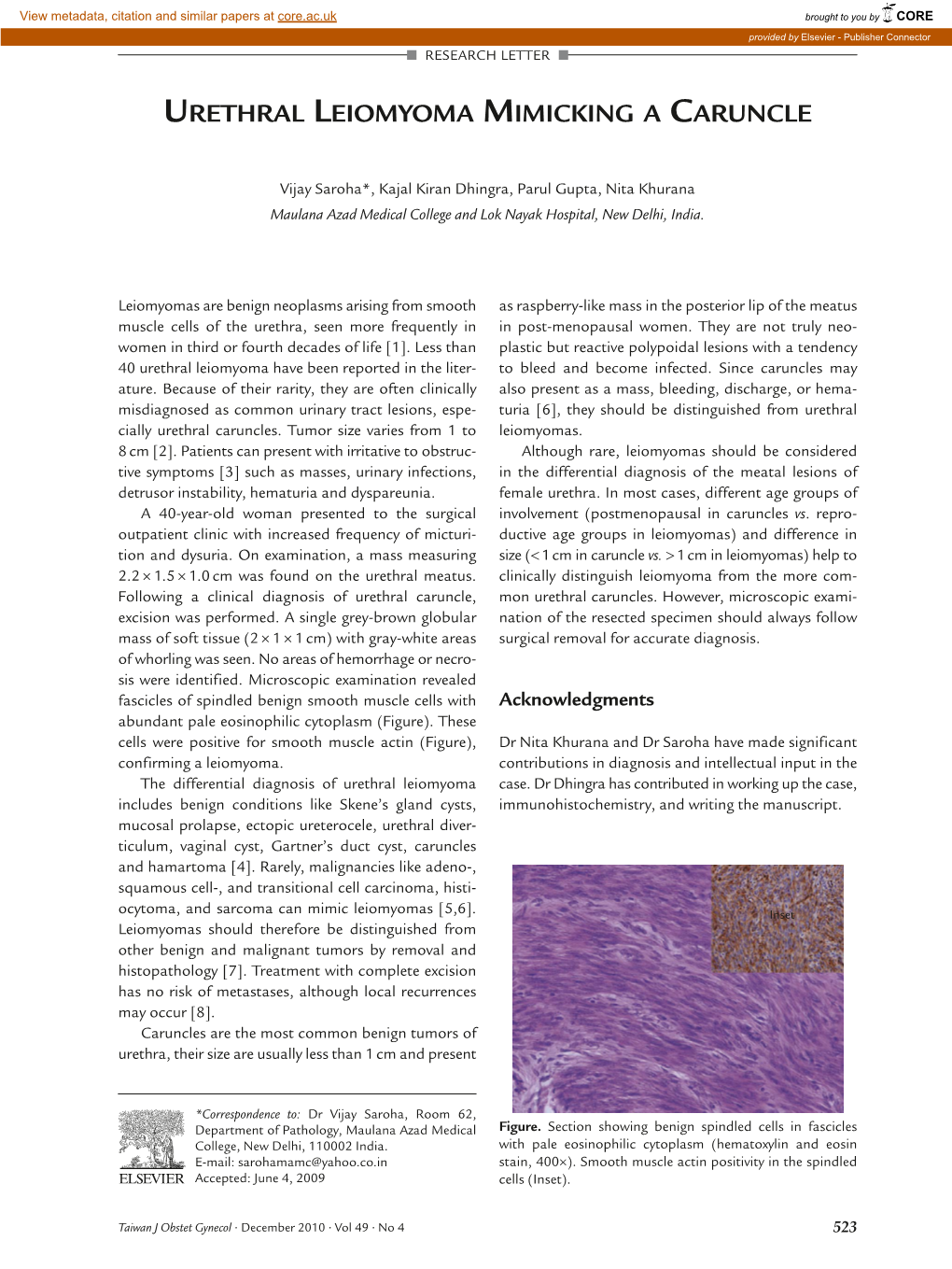 Urethral Leiomyoma Mimicking a Caruncle