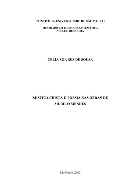 Celia Soares De Sousa Mística Cristã E Poesia Nas Obras De Murilo Mendes
