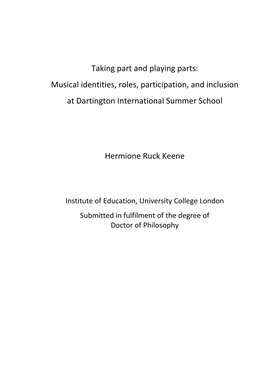 Musical Identities, Roles, Participation, and Inclusion at Dartington International Summer School