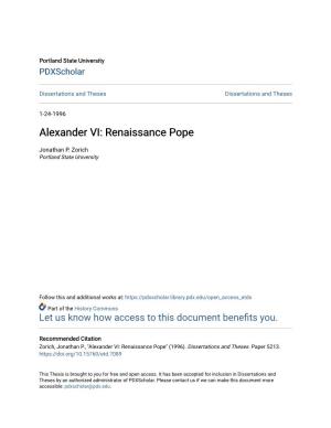 Alexander VI: Renaissance Pope