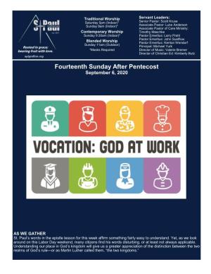 Fourteenth Sunday After Pentecost September 6, 2020