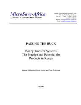 Money Transfer Systems: the Practice and Potential for Products in Kenya