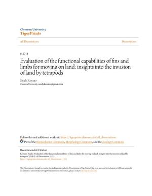 Evaluation of the Functional Capabilities of Fins and Limbs for Moving on Land: Insights Into the Invasion of Land by Tetrapods" (2014)