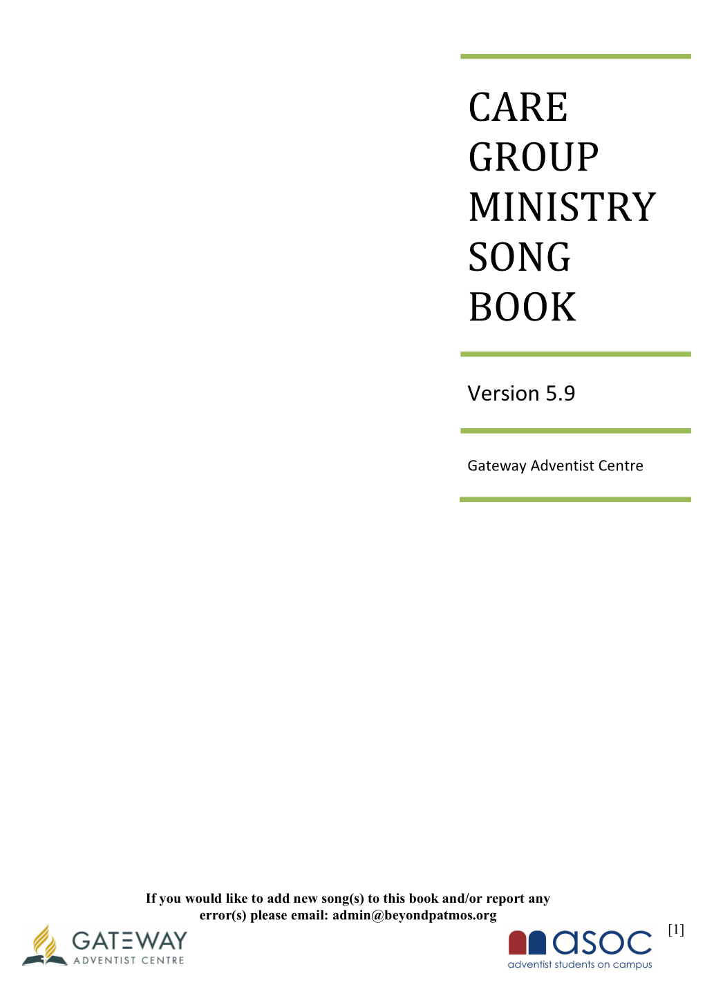 Care Group Ministry Song Book