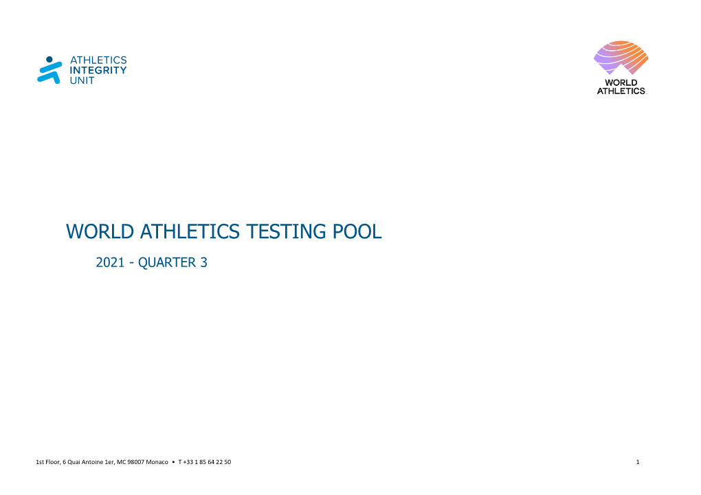 World Athletics Testing Pool