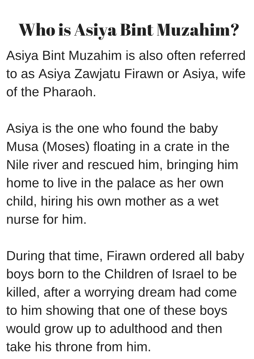 Download and Print the Story of Asiya Bint Muzahim In