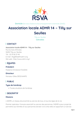 Association Locale ADMR 14 – Tilly Sur Seulles Tilly Sur Seulles Calvados
