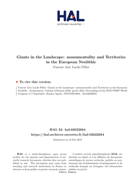 Monumentality and Territories in the European Neolithic Vincent Ard, Lucile Pillot