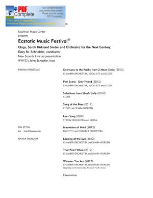 Ecstatic Music Festival® Clogs, Sarah Kirkland Snider and Orchestra for the Next Century, Gary M