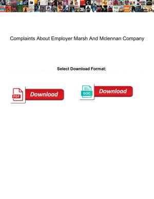 Complaints About Employer Marsh and Mclennan Company