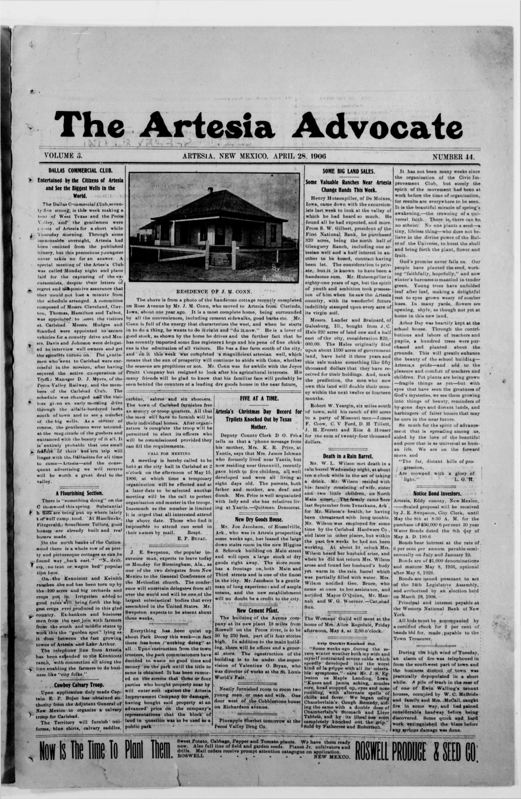 Artesia Advocate 1906 04 28.Pdf (10.95Mb)