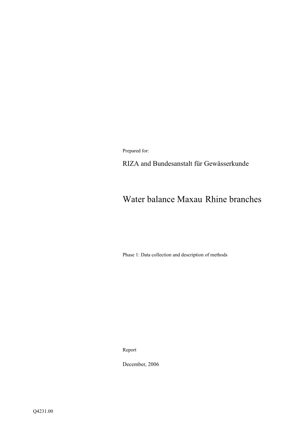 Water Balance Maxau-Rhine Branches