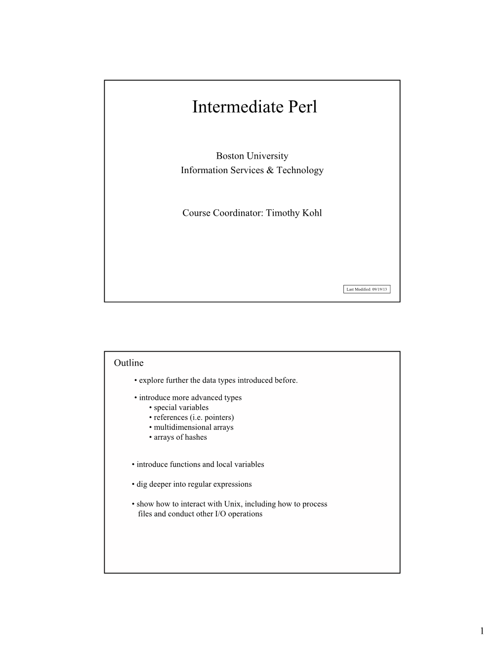 Intermediate Perl