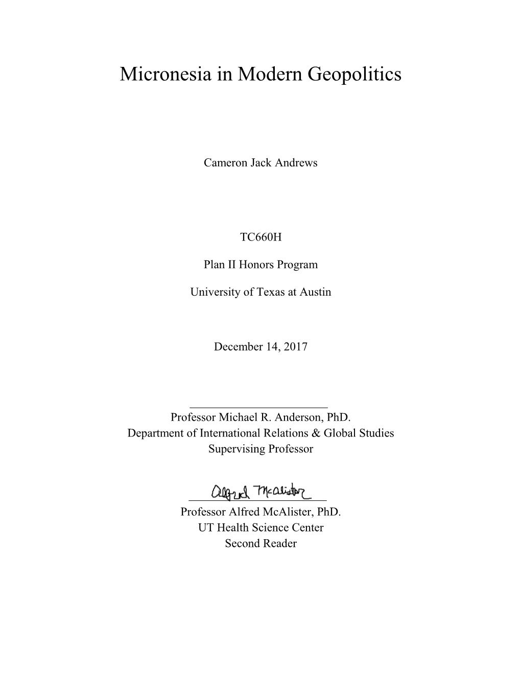 Micronesia in Modern Geopolitics