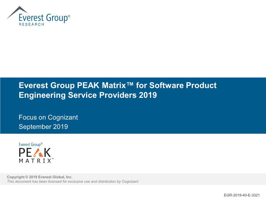 Everest Group PEAK Matrix™ for Software Product Engineering Service Providers 2019