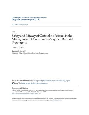Safety and Efficacy of Ceftaroline Fosamil in the Management of Community-Acquired Bacterial Pneumonia Heather F