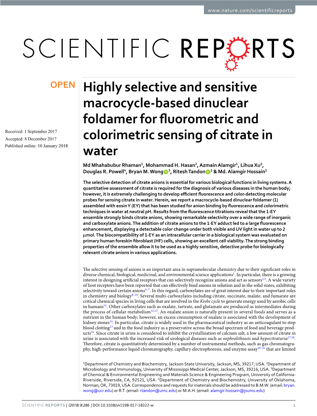 Highly Selective and Sensitive Macrocycle-Based Dinuclear