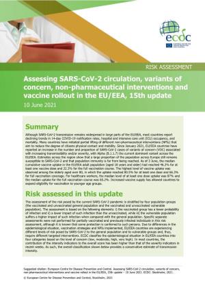 Assessing SARS-Cov-2 Circulation, Variants of Concern, Non-Pharmaceutical Interventions and Vaccine Rollout in the EU/EEA, 15Th Update 10 June 2021