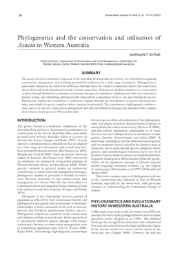 Phylogenetics and the Conservation and Utilisation of Acacia in Western Australia